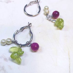 Hoops silver plated 3 charms small